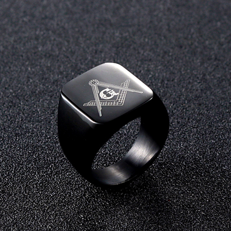 Fashion Jewelry Custom Gold Silver Black Engraved Logo Signet Ring Wholesale Stainless Steel Rings Custom For Men