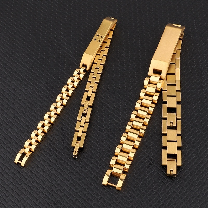 Famous Design 316L Stainless Steel Three Beads Watch Band Strap Couple Jewelry Sets Men's Bracelets