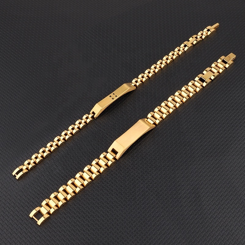 Famous Design 316L Stainless Steel Three Beads Watch Band Strap Couple Jewelry Sets Men's Bracelets