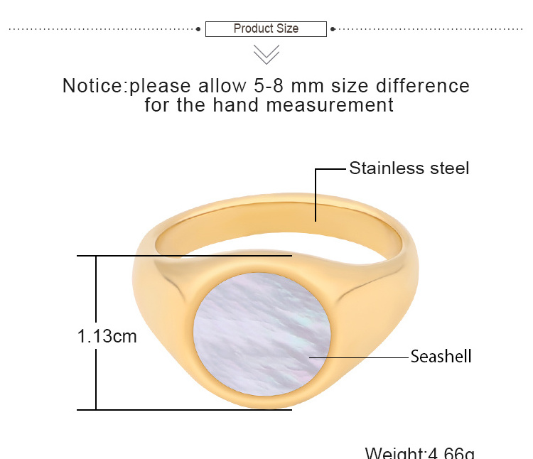 Fashion Men Women Jewelry 18k Gold Plated Minimal Ring Signet Logo Custom Stainless Steel Ring