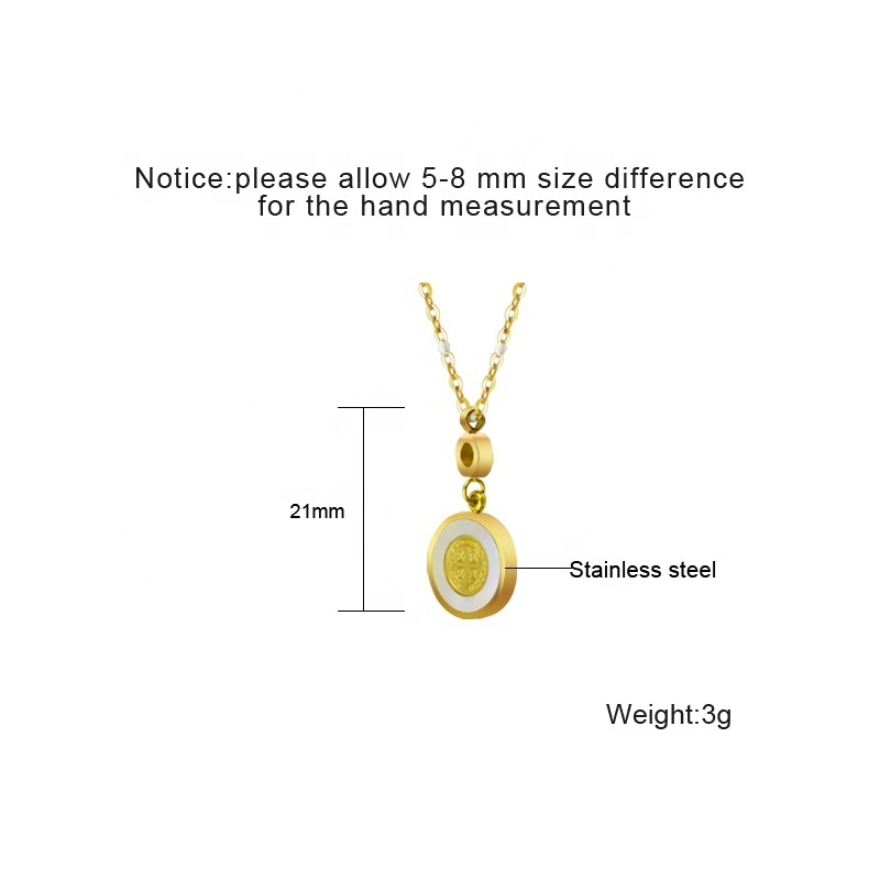 European Vintage Real Gold Plating Titanium Steel Coin Pendant Necklace Seashell Cross Necklace