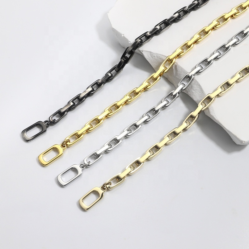 Custom Mens Gold Silver Black Jewelry Stainless Steel Necklace Chains Bulk