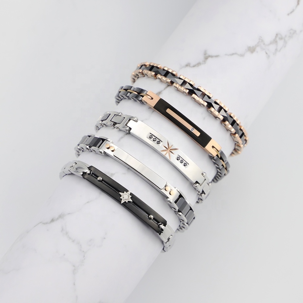 Custom Jewelry Chain Stainless Steel Bracelet Zirconia Band Bracelet Homme Men Jewelry