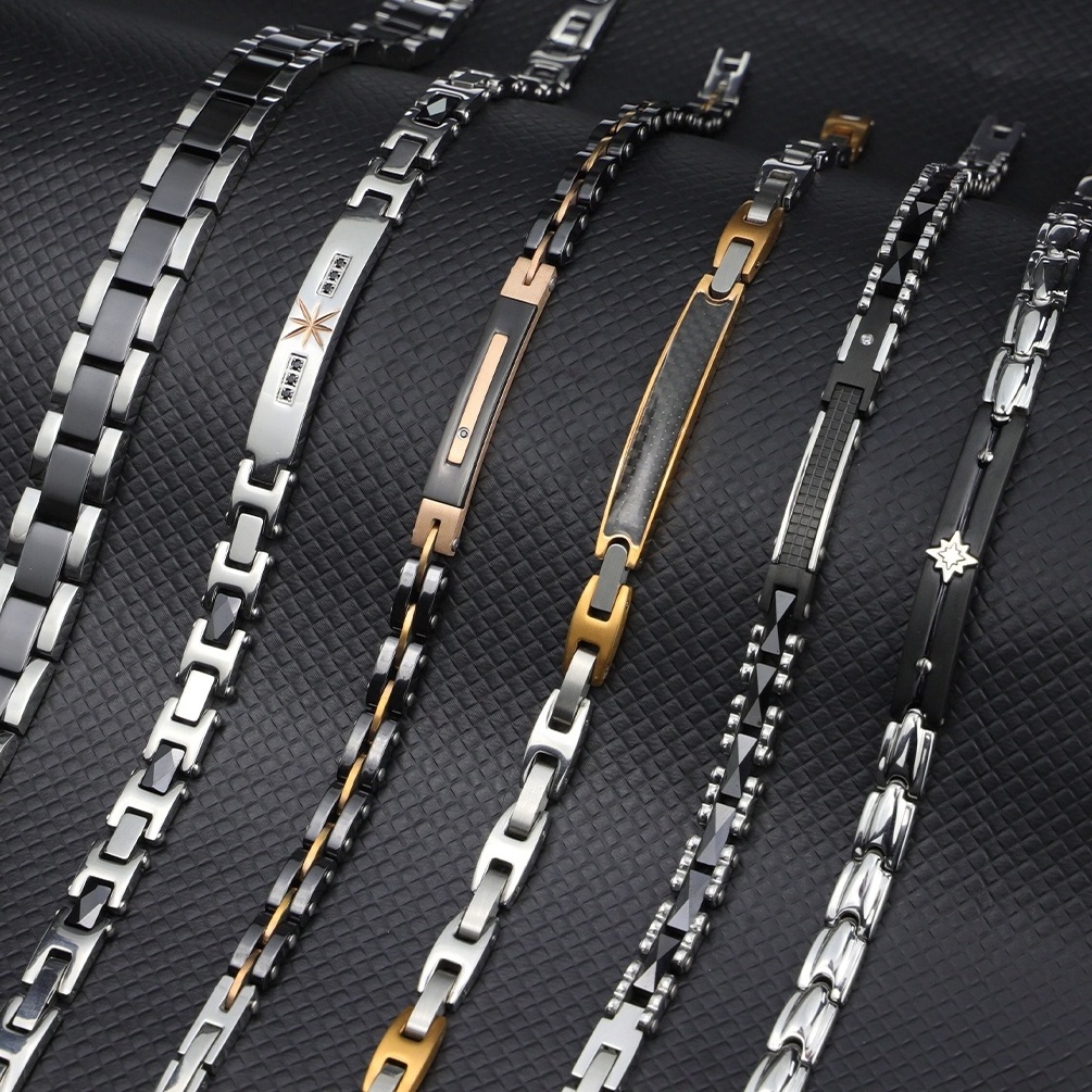 Custom Jewelry Chain Stainless Steel Bracelet Zirconia Band Bracelet Homme Men Jewelry