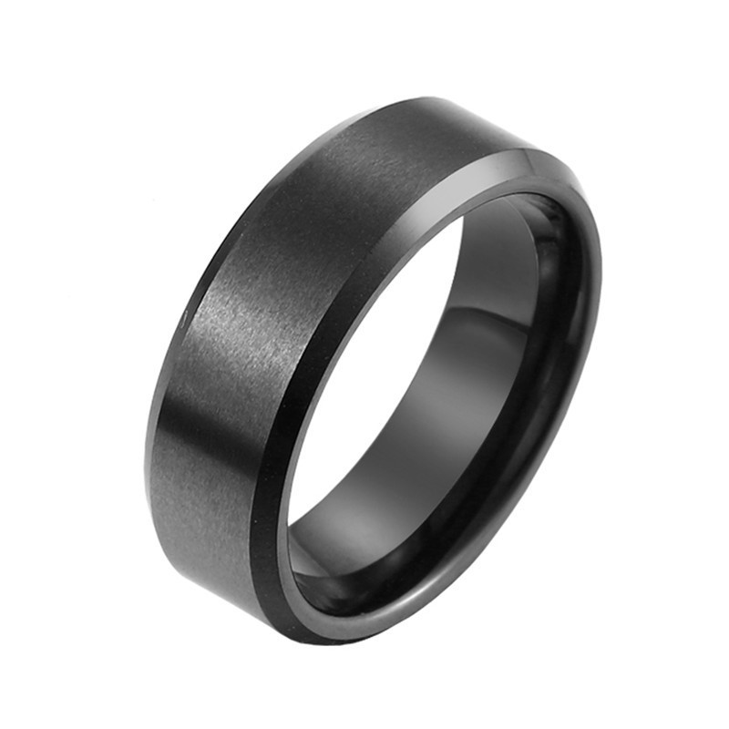 Factory price 8mm Fashion Black Gold Tungsten Titanium Steel Ring for Men