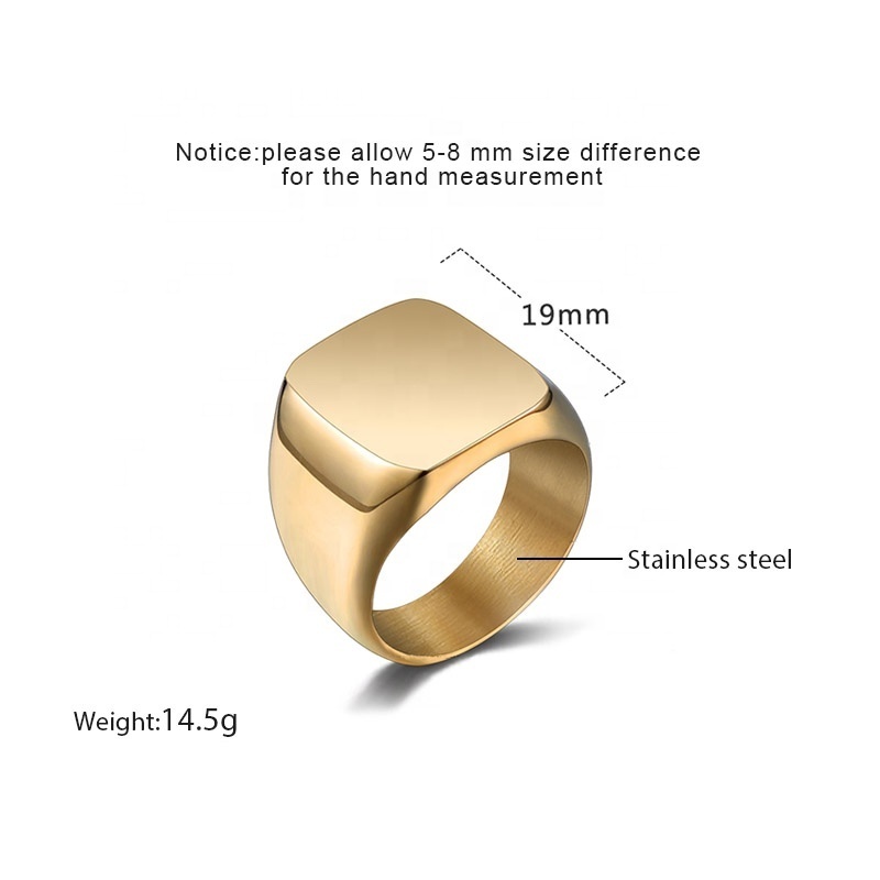 Wholesale Fashion Stainless Steel Blank Mens 18K Gold Plated Rings Custom Man Ring