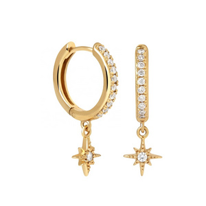 Earring Jewelry Minimalist Star 18k Gold Plated Women Earrings Hoops  Zircon Huggie Earrings