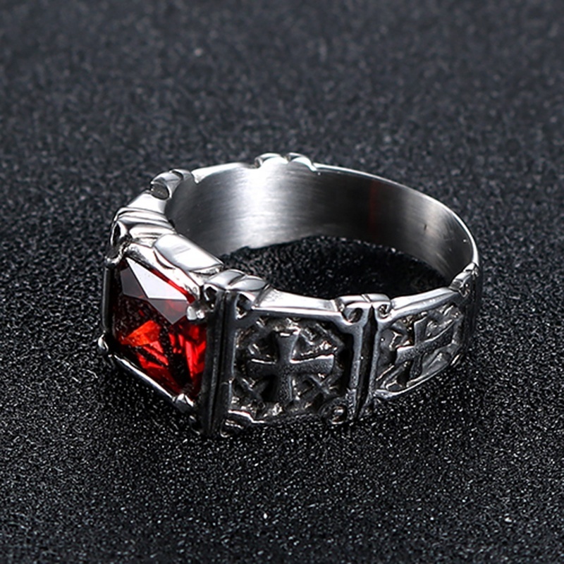 Antique Black Engraving Cross Punk Hip Hop Crystal Jewelry Stainless Steel Rings for men boys