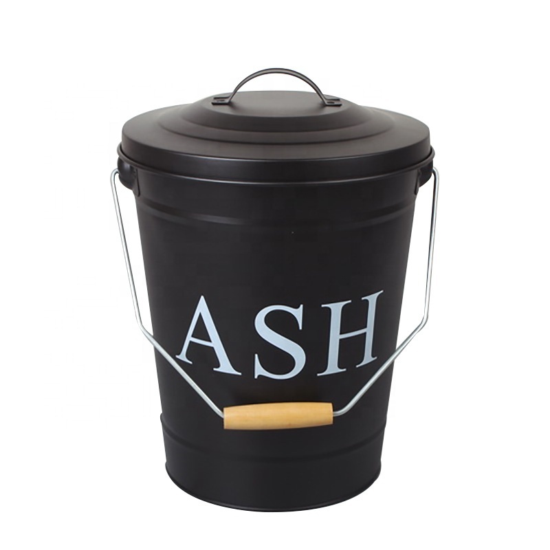 High Quality Galvanized Fireplace Ash Bin Metal Garden Charcoal Pail With Handle Fire Pit Tools