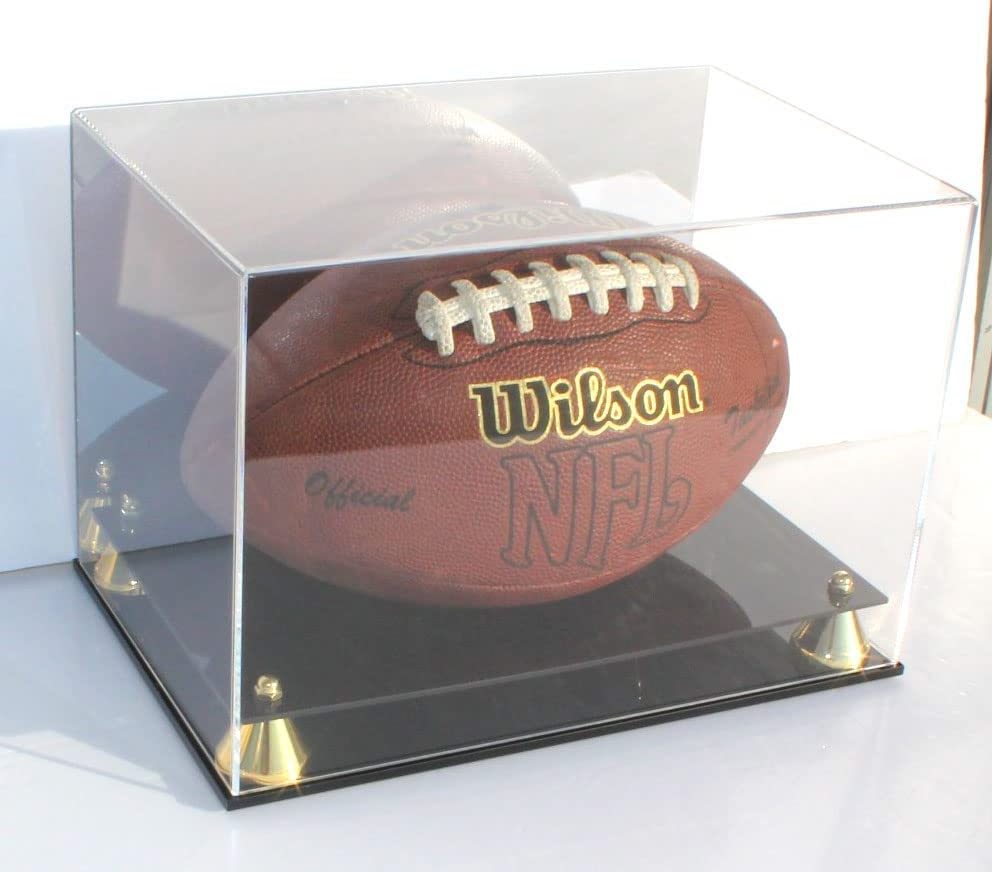 Yageli UV Resistant Clear Acrylic Full Size Football Sports Collections Display Case  with Mirror back