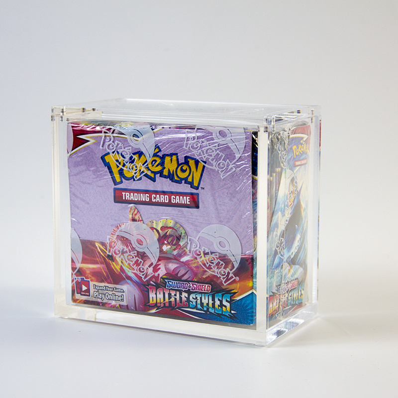 wholesale custom clear acrylic TCG trading card display box pokemon booster magnet protective  box