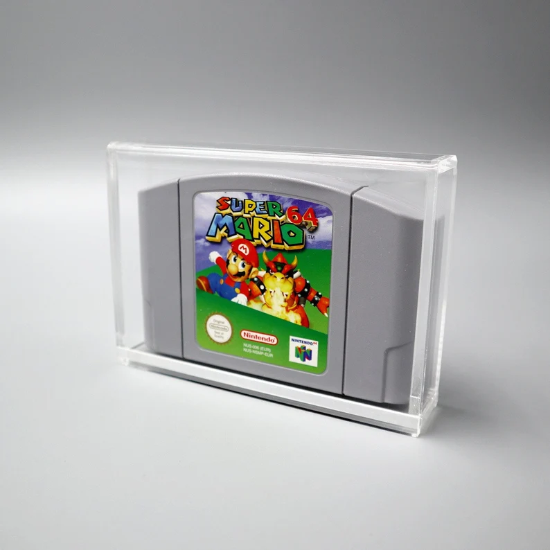 Custom Clear Nintendo 64 N64 Cartridge Video Game Acrylic Display Case Protector