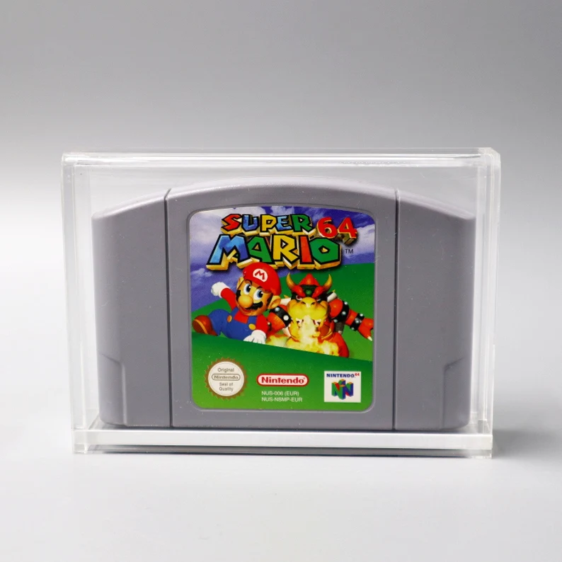 Custom Clear Nintendo 64 N64 Cartridge Video Game Acrylic Display Case Protector