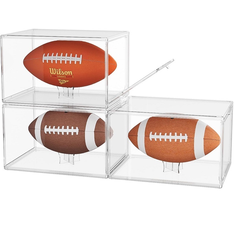 Dustproof Clear UV Protection Football Display Case Magnetic Door Display Case for Football Sports Memorabilias