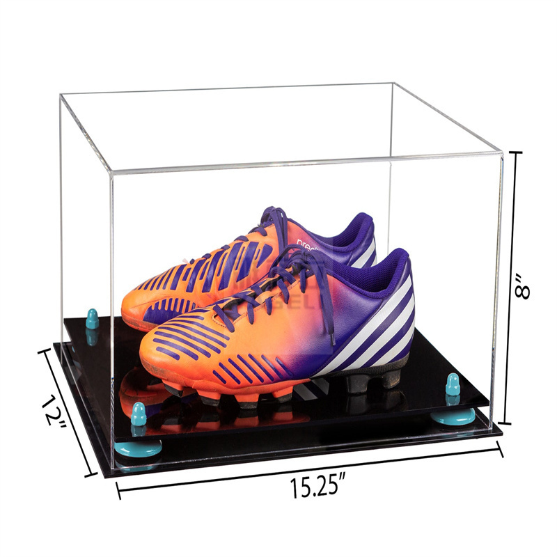 Yageli factory Wholesale customized size Perspex clear acrylic shoe display Case - Black Base