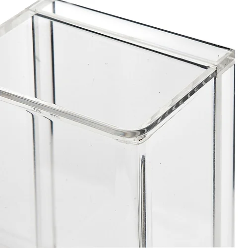 transparent clear plastic legoed minifigures display case with black base