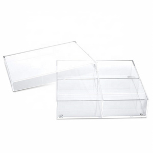 square transparent acrylic lucite fruit food tray with cover