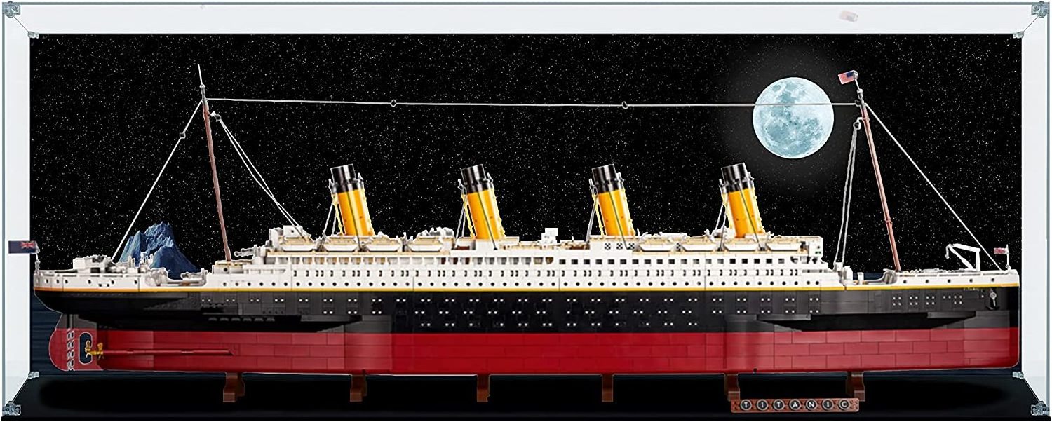 UV resistant custom clear Legoed Titanic 10294 acrylic display case dustproof Titanic legoed display box