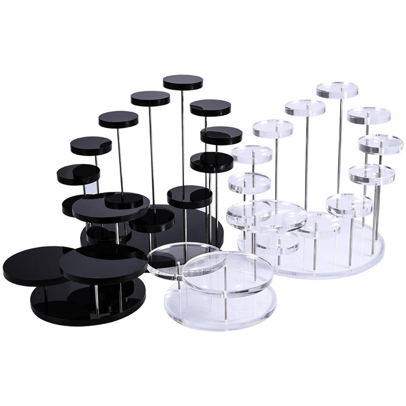 Market shop Acrylic Products bags jewelry Display Stands 4 Shelf Round rotated Shelves for Mini Figurines