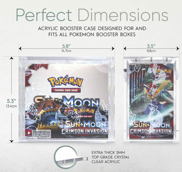 Acrylic An-ti UV TCG pokemons  Booster Box TCG accessories Display box Premium  with black Base