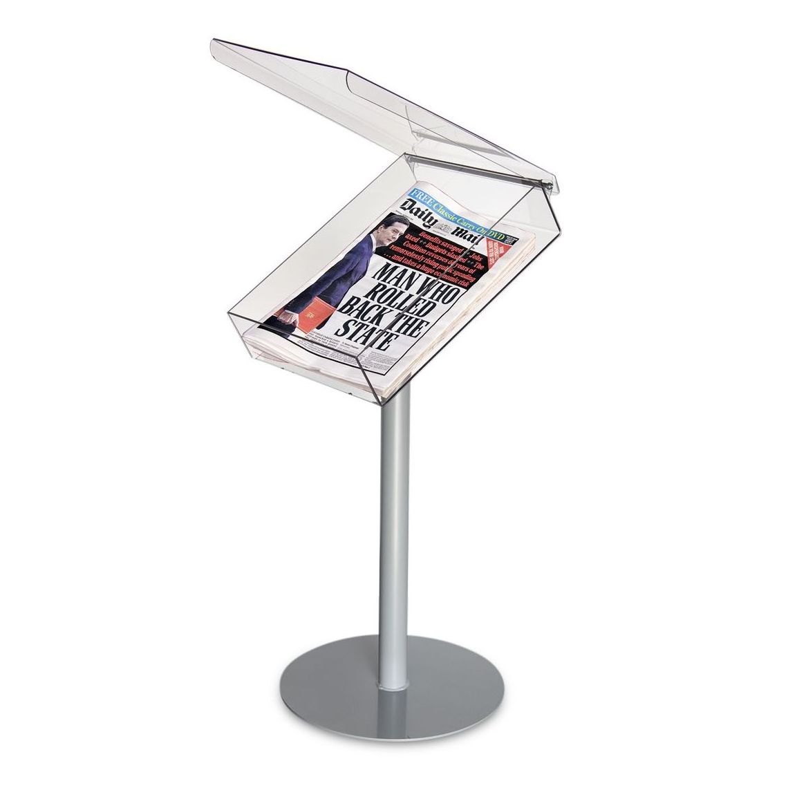 Outdoor Waterproof A4 Freestanding Magazine Display Tray Clear Acrylic Newspaper Holder Stand