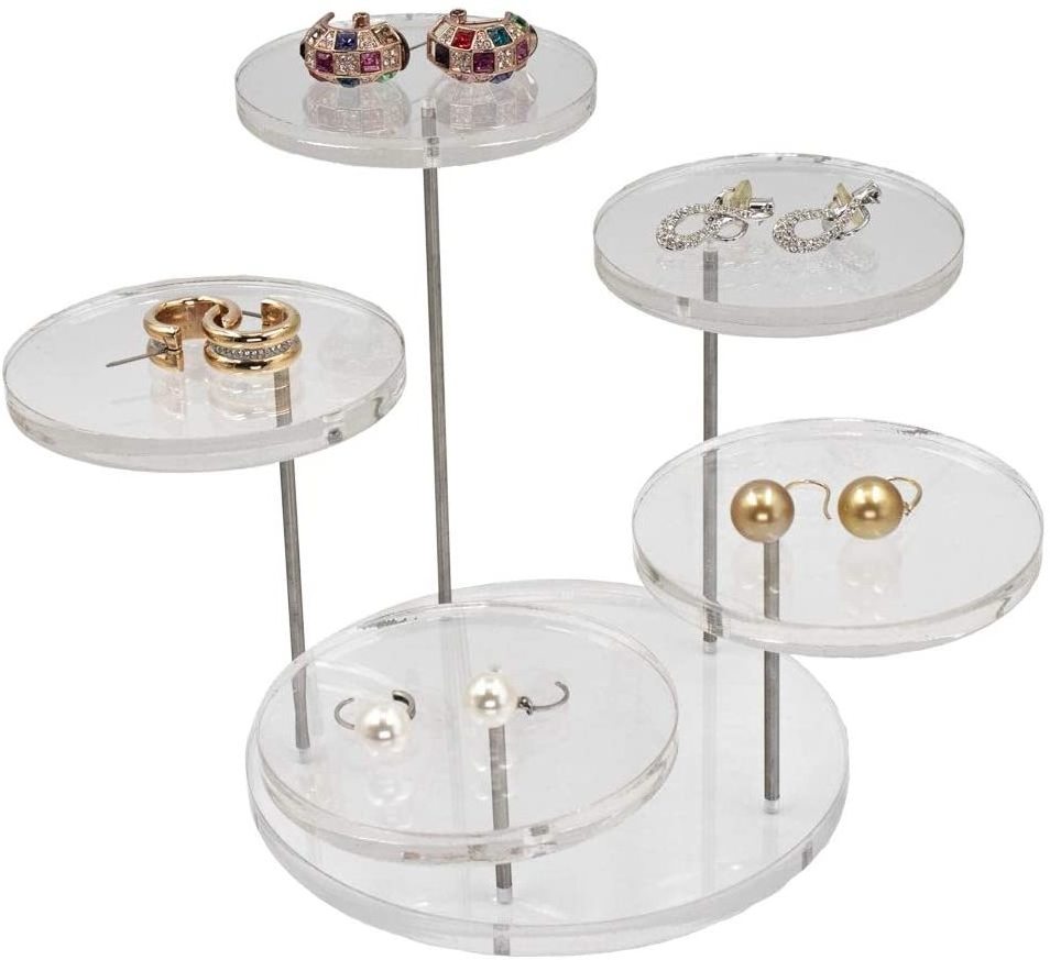 Market shop Acrylic Products bags jewelry Display Stands 4 Shelf Round rotated Shelves for Mini Figurines