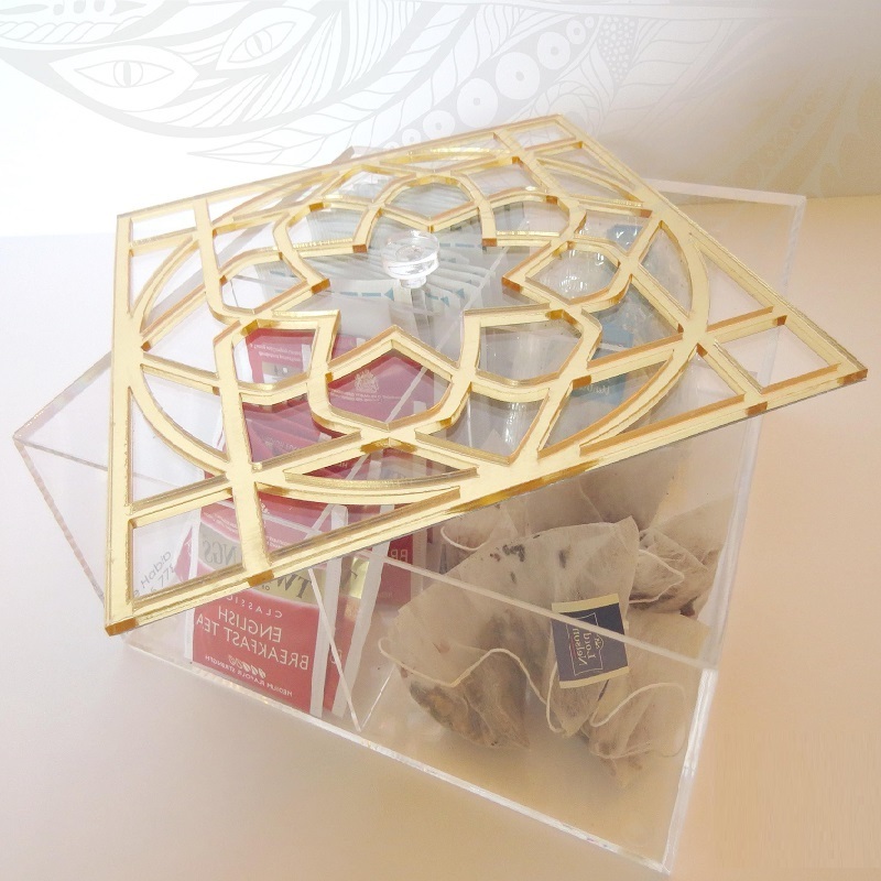 wholesale custom handmade clear acrylic Holy Quran storage box with Arabic calligraphy design