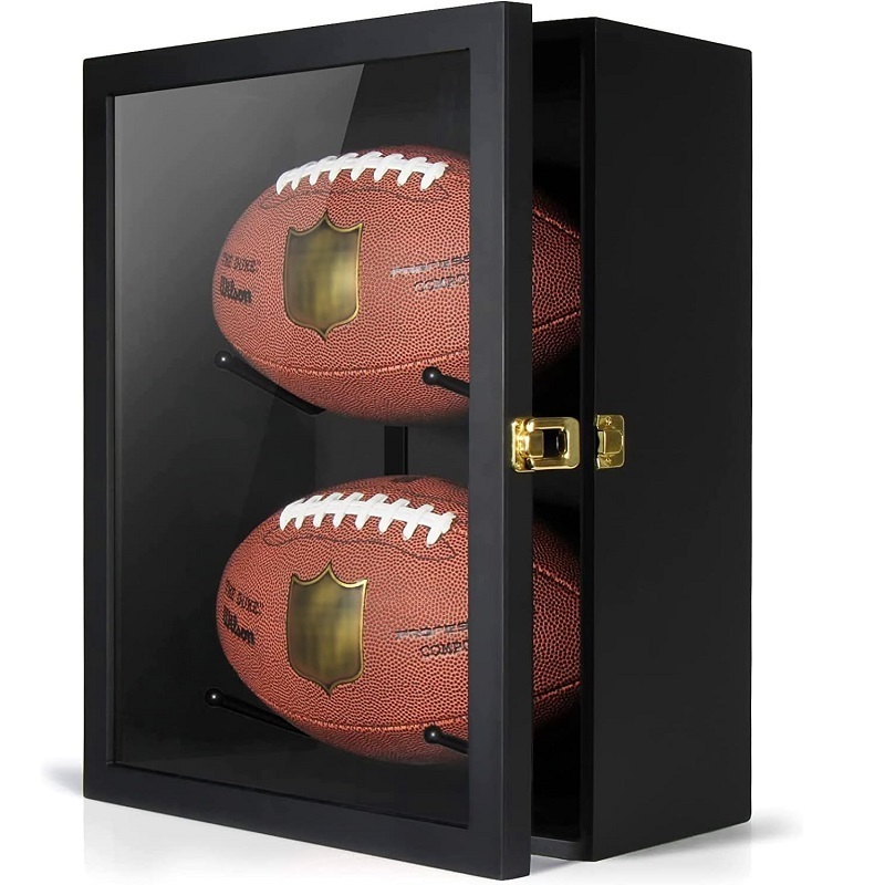 Dustproof Clear UV Protection Football Display Case Magnetic Door Display Case for Football Sports Memorabilias