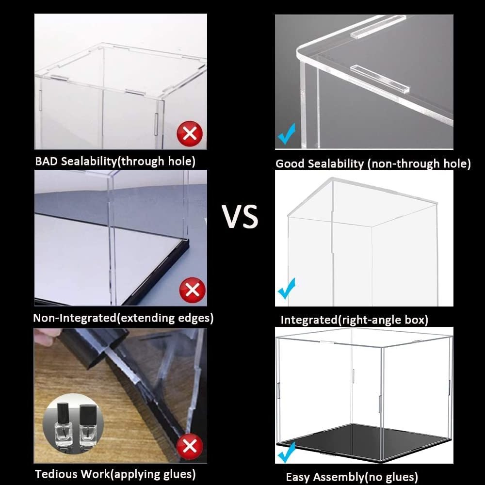 Clear Acrylic Display Case Countertop Box Cube Organizer Stand for Action Figures Toys Collectibles