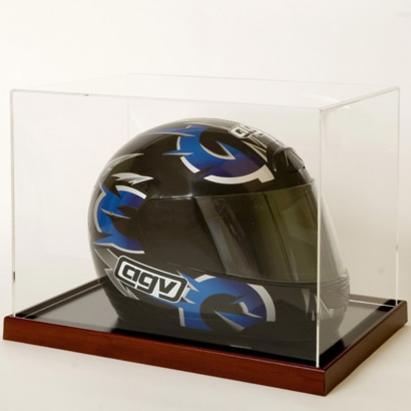 Deluxe Acrylic Wood Base Football and hockey Helmet Display Case