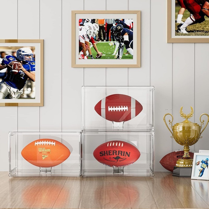 Dustproof Clear UV Protection Football Display Case Magnetic Door Display Case for Football Sports Memorabilias