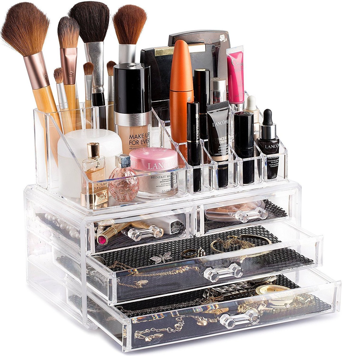 Multifunction Acrylic Cosmetic Organizer Storage with Large 3 Tier Stackable 6 Drawer