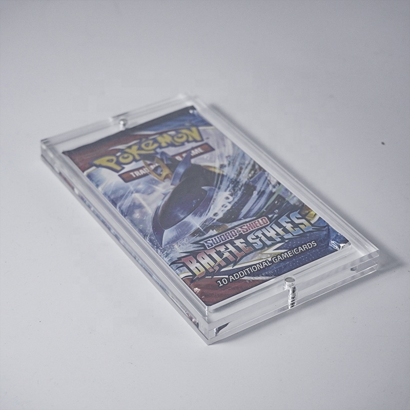 transparent acrylic magnet trading card pack case Pokemon booster pack frame holder