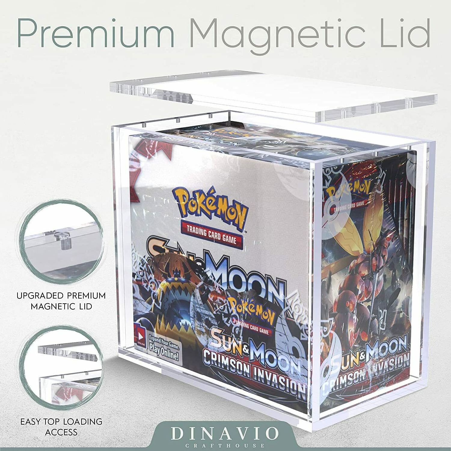 Acrylic An-ti UV TCG pokemons  Booster Box TCG accessories Display box Premium  with black Base