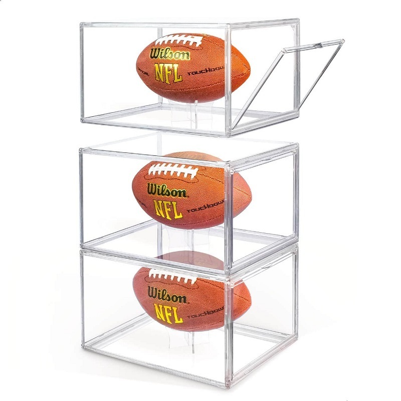 Dustproof Clear UV Protection Football Display Case Magnetic Door Display Case for Football Sports Memorabilias