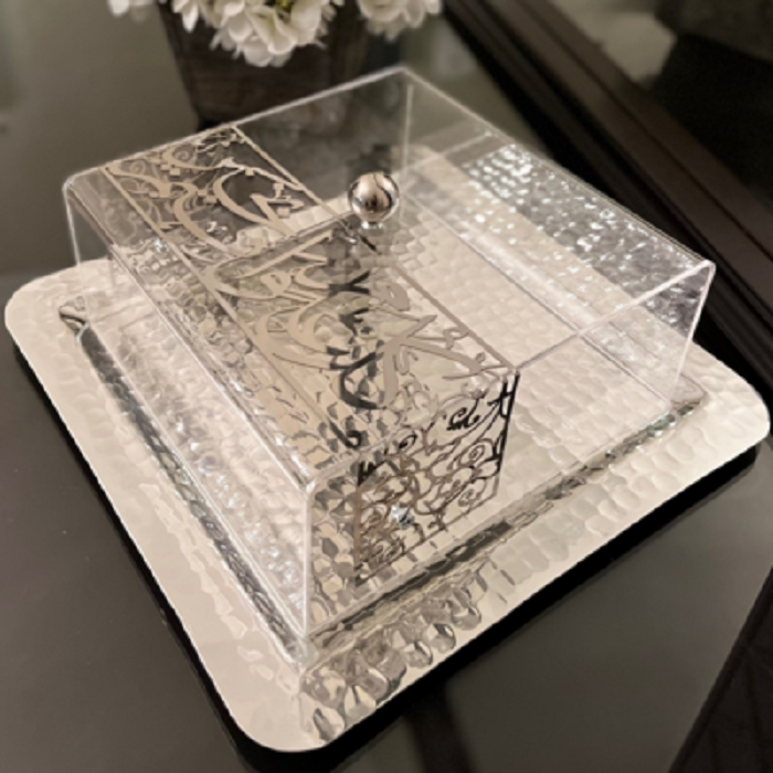 wholesale custom handmade clear acrylic Holy Quran storage box with Arabic calligraphy design