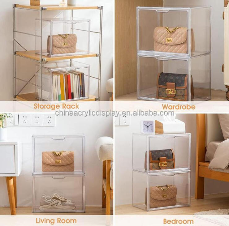 Acrylic factory customized handbag storage box handbag wardrobe storage box clear handbag and wallet display cabinet