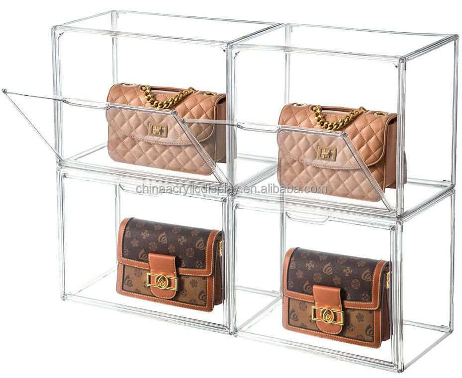 Acrylic factory customized handbag storage box handbag wardrobe storage box clear handbag and wallet display cabinet