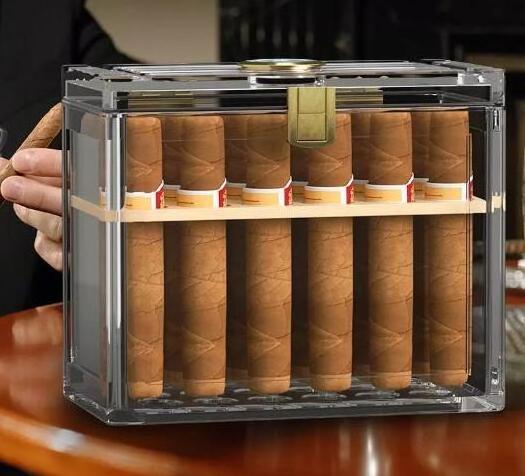 Factory Custom clear Cigar Humidor Case Luxury Acrylic Humidor Cigar Box Display Cabinet