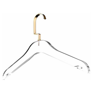 Wholesale Acrylic Coat Hanger Clear Acrylic Hangers with Gold Hook