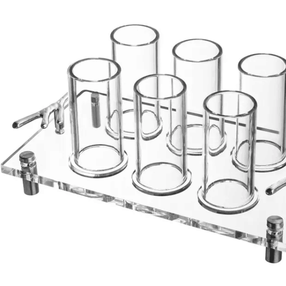 Shabbat Kiddush Custom Jewish Lucite Liquor Set Acrylic Wine Tray Stand with Shot Glasses