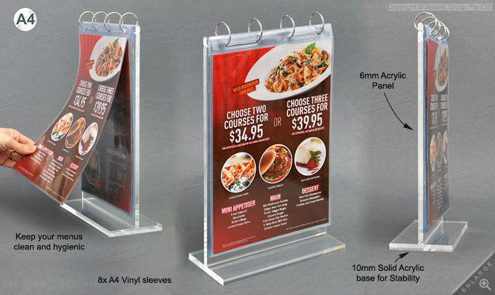 Wholesale A5 flip menu stand Acrylic Menu Display Table Talker Acrylic Menu Holder