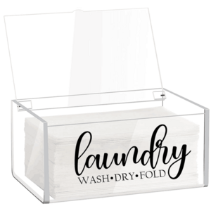 Acrylic Dryer Sheet Dispenser with Lid, Laundry Clear Dryer Sheet Holder Decor and Accessories, Clear Fabric Softener Sheets