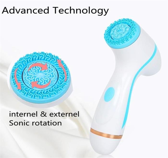 Hot 3 in 1 Rechargeable Sonic facial Cleansing brush INTERNAL EXTERNAL Rotating Waterproof Electric Face Cleaning Brush Massager