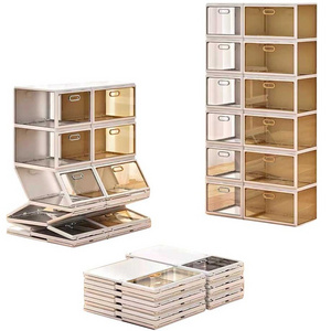 Foldable free installation shoe box Transparent Transparent shoes integrated shoe storage cabinet