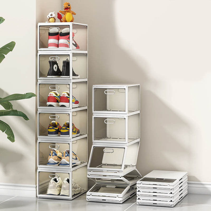 Foldable free installation shoe box Transparent Transparent shoes integrated shoe storage cabinet