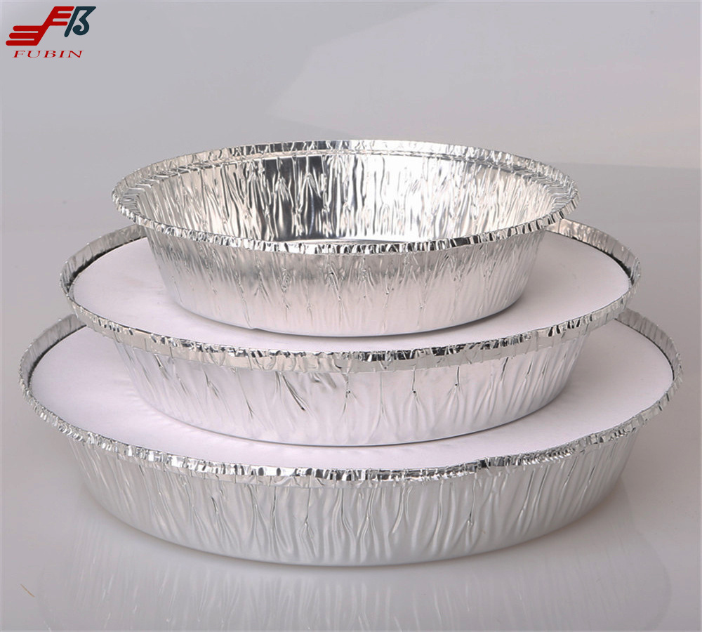 9 Inch Aluminio Descartables Container Pie Plate Baking Pans with Lids Round Aluminum Aluminium Foil Disposable Food PE Silver