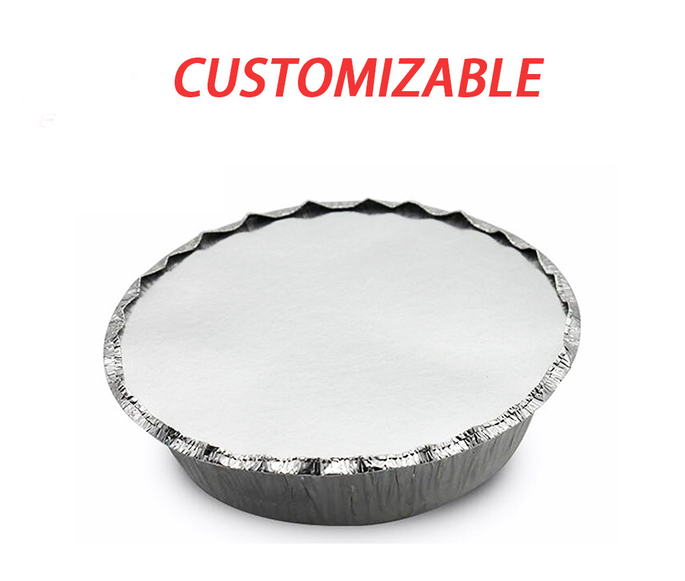 9 Inch Aluminio Descartables Container Pie Plate Baking Pans with Lids Round Aluminum Aluminium Foil Disposable Food PE Silver