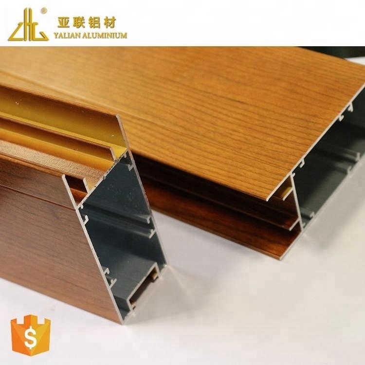 Wholesale aluminum wood finish with upvc profile aluminum fabrication, wood paper transfer pattern aluminium product