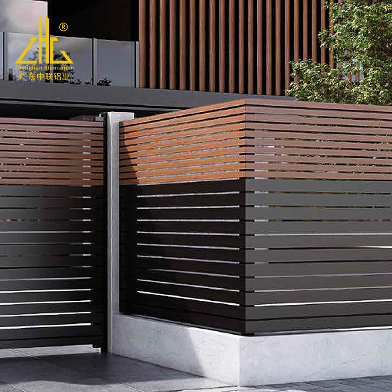 ZHONLIAN Hot Sale Decorative Aluminium House Farm Garden Gates  Wooden Grain Aluminum Fence